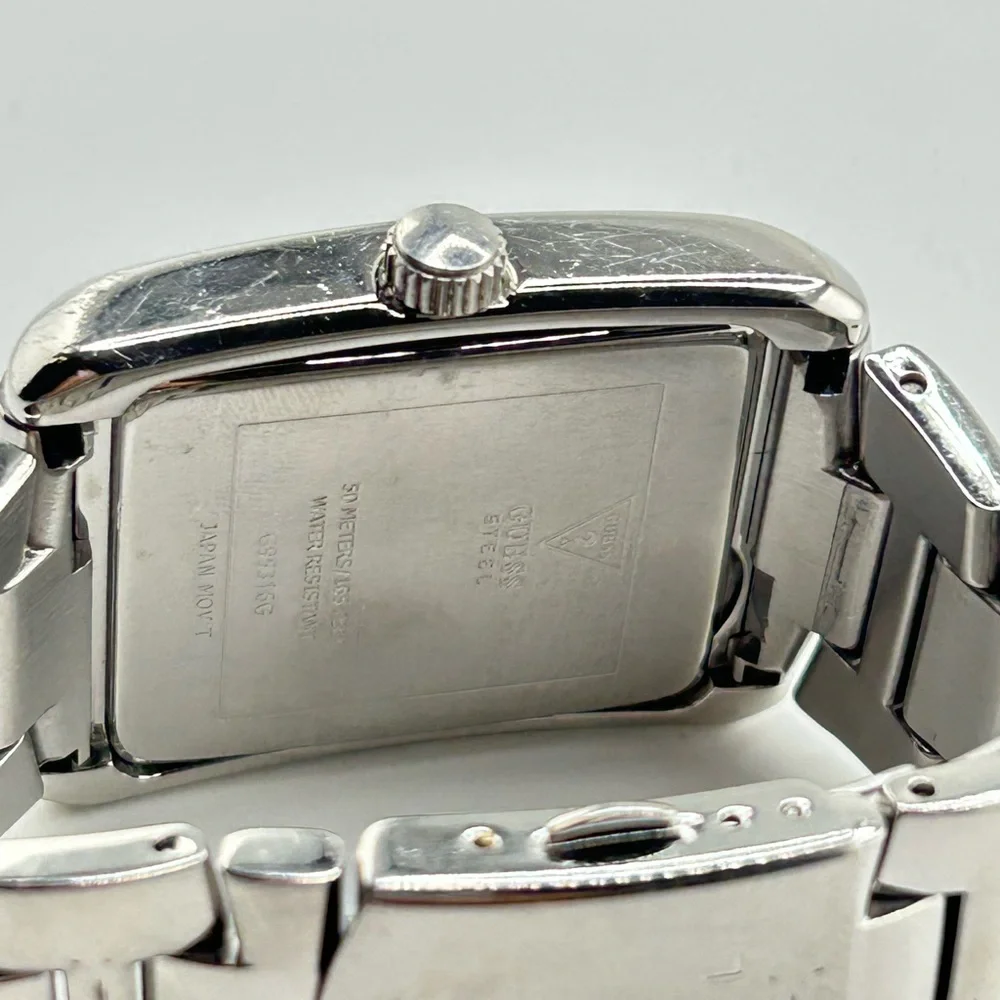 Men Guess Steel Watch G95291g Black Face Stainless Bracelet New Battery 207